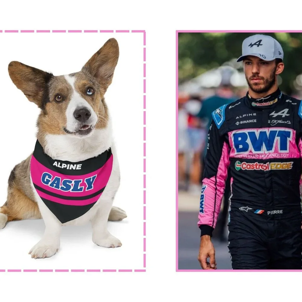 Pierre Gasly F1 Dog Bandana Medium - Formula 1 Dog Collar